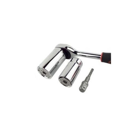 7mm-19mm Universal Socket Kit Grip Ratchet Wrench Drill Adapter Tool Set