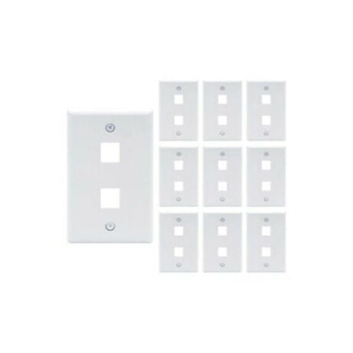 10 Packs Wall Plate 2 Port White Unbreakable Toggle Outlet Cover