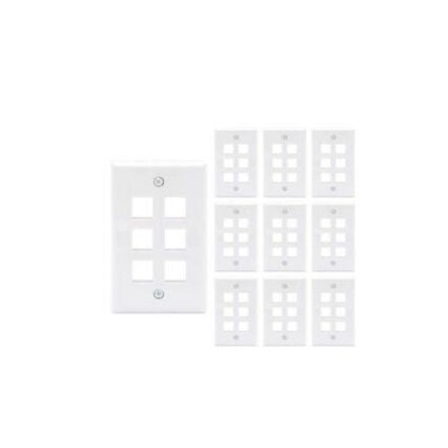10 Packs Wall Plate 6 Port White Unbreakable Toggle Outlet Cover