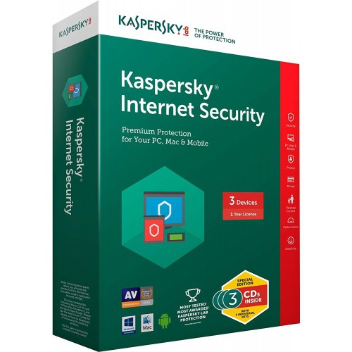 Kaspersky Internet Security 3 utilisateurs, 1 an