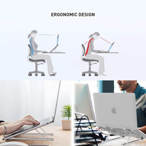 PrimeCables Foldable Aluminum Laptop Stand Portable Adjustable Riser for 12 - 17 inch Notebooks