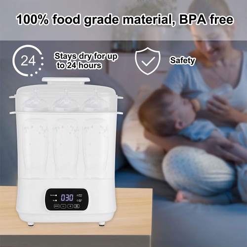 3 In 1 Electric Baby Bottle Sterilizer and Dryer, Baby Feeding Bottle Warmer, Multifunctional Baby Steam Bottle Sanitizer, BPA-Free