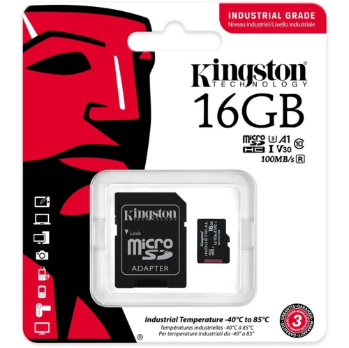 Kingston Industrial 16GB 80MB/s microSDHC/SDXC Memory Card with Adapter -