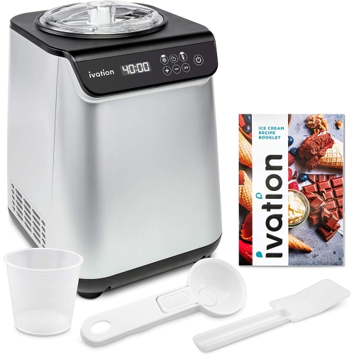 Machine à crème glacée avec compresseur d'ivation, machine à glace automatique Instant Gelato, pas de précongélation, écran ACL, minuterie, couvercle