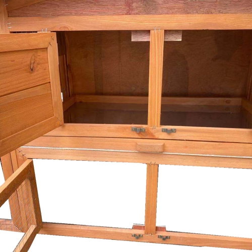 Wooden Chicken Coop with Dual Ramp, Run Cage, and 2 Nesting Boxes - 5.9 x 2 x 2.4 Feet