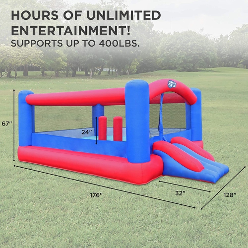 Inflatable Bounce House | Giant 12x10.5 Feet Blow-Up Jump Bouncy Castle for Kids with Air Blower, Carry Bag, Stakes & Repair Kit | Easy Set Up for