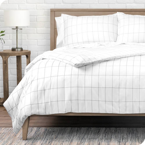 BARE HOME  Duvet Cover And Sham Set - Premium 1800 Ultra-Soft Brushed Microfiber - Hypoallergenic, Easy Care, Wrinkle Resistant - Twin/twin Xl, Grid