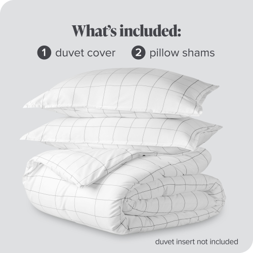 Bare Home Duvet Cover and Sham Set - Premium 1800 Ultra-Soft Brushed Microfiber - Hypoallergenic, Easy Care, Wrinkle Resistant - Queen, Grid –