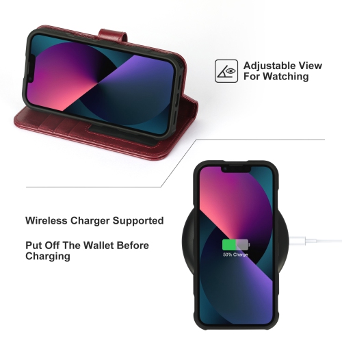 navor Universal Car Mount & Detachable Magnetic Wallet Case with Wrist Strap Compatible with iPhone 13 [6.1 inch] [Folio], RFID Protection Kickstand