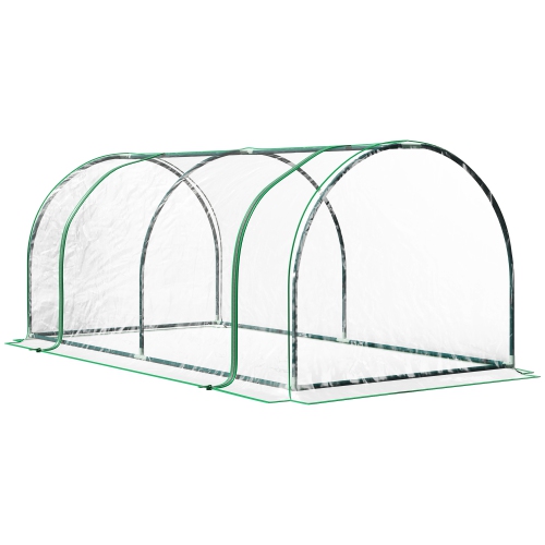OUTSUNNY  6' X 3' X 2.6' Mini Greenhouse Portable Hot House for Plants With Zippered Doors for Outdoor, Indoor, Garden, Clear