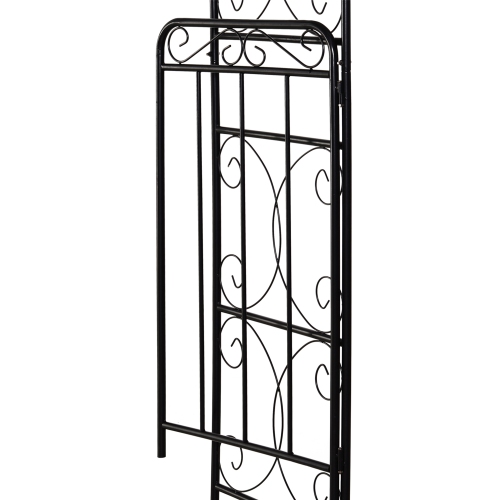 Outsunny 7' Metal Garden Arbor Arch with Scrollwork Doors for Ceremony, Weddings, Party, Backyard, Lawn