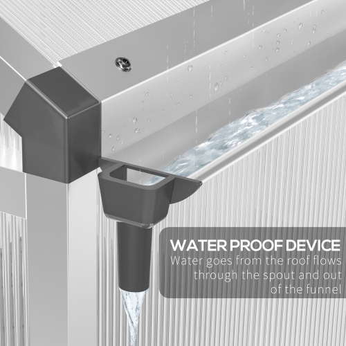 Outsunny 6' x 8' x 6.4' Polycarbonate Greenhouse, Aluminum Walk-In Green House Kit Garden, Plants Grow with Rain Gutter and Roof Vent, Silver