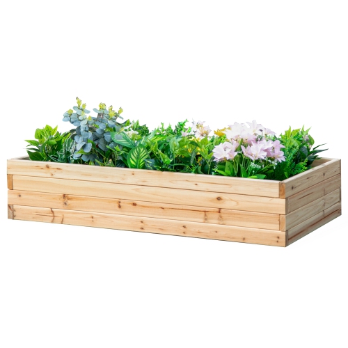 Outsunny 47" x 24" x 9" Raised Garden Bed, Outdoor Wooden Planter Box for Growing Vegetables, Flowers, Fruits, Herbs, and Succulents, Easy Assembly