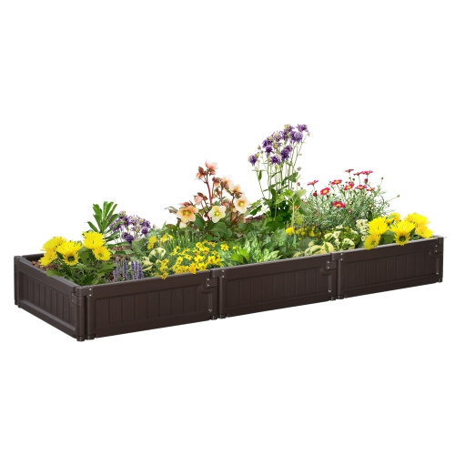 OUTSUNNY  " 46"" X 46"" Raise Garden Bed Kit, Planter Box Above Ground for Flowers, Herb, Vegetables, Outdoor Garden Backyard \w Easy Assembly, Brown"