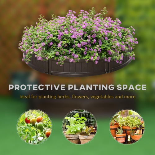 Outsunny 48" Raise Garden Bed Kit, Round Planter Box Above Ground for Flowers/Herb/Vegetables Outdoor Garden Backyard with Easy Assembly, Brown