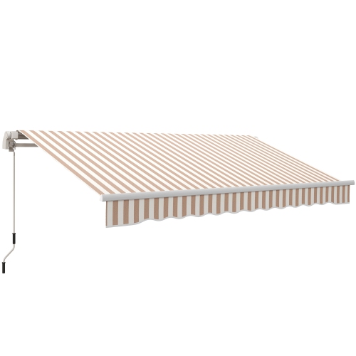 Abri pare-soleil rétractable de terrasse de 12 x 10 pi avec manivelle manuelle, tissu résistant à l'eau et aux rayons UV et cadre en aluminium pour t