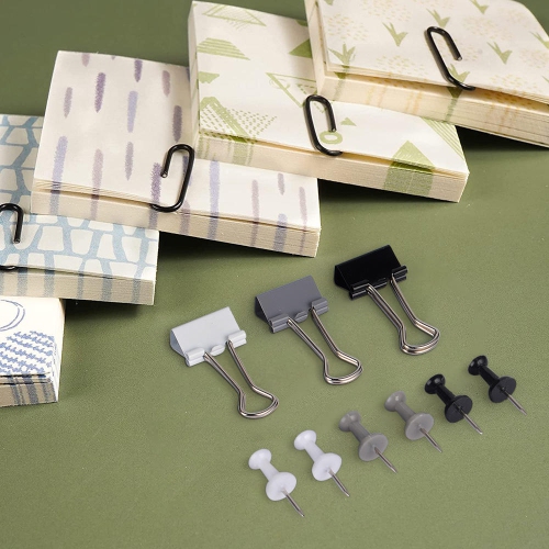 224pcs / Box Ensemble de papeterie 3-en-1 de punaises, trombones et trombones, comprend 90 punaises, 14 trombones, 120 trombones