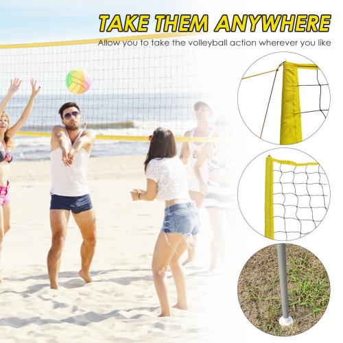 Professional Volleyball/Badminton Net Set Aluminum Iron Poles Regulation Size Net Easy Setup