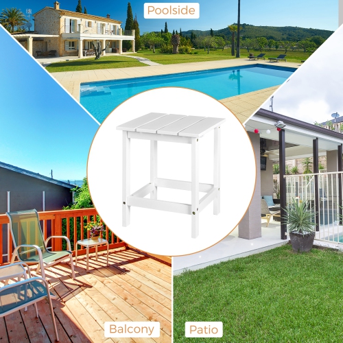 Costway 2 PCS Patio 15" End Side Coffee Table Square Wooden Slat Deck