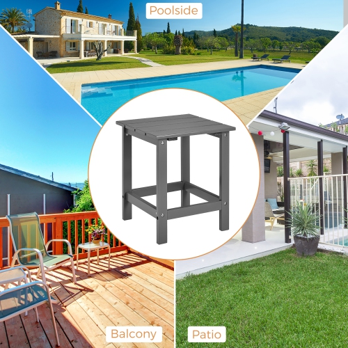 Costway 2 PCS Patio 15" End Side Coffee Table Square Wooden Slat Deck