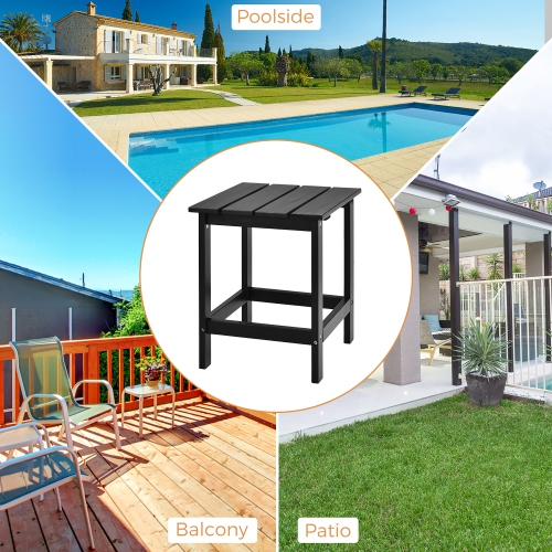 Costway 2 PCS Patio 15" End Side Coffee Table Square Wooden Slat Deck