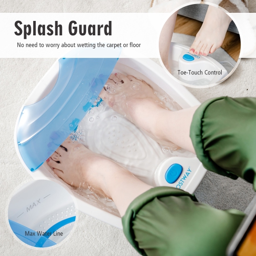 Costway Foot Spa Bath W/ Smooth Bubble Massage Nodes & Arch Toe-Touch Control