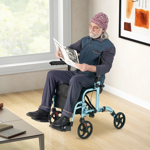 Goplus Folding Rollator Walker w/Seat & 8" Wheels Supports up to 300 lbs