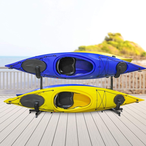 RaxGo Freestanding Kayak Rack for 4, Heavy Duty Floor Storage Holder for Four-Kayak, SUP, Canoe & Paddleboard for Indoor, Outdoor, Garage, Shed, or