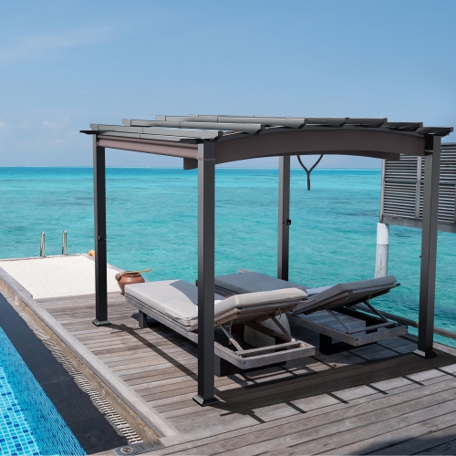 Costway 10 x 10ft Patio Pergola Gazebo Sun Shade Shelter W/Retractable Canopy