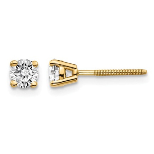 GEM AND HARMONY  1/2 Carat (Ctw Vs2-Si1, D-E-F) Lab Grown Diamond Solitaire Stud Earrings In 14K Gold With Screwbacks In Yellow