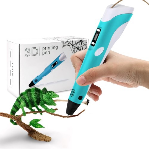 3D Printing Pen DIY Drawing Pen with LCD Display with 13 PLA Filaments for Kids Adults(Blue)