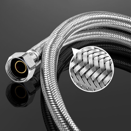 2-pack Stainless Steel Faucet Hose 1/2" IPS Brass Nut x 3/8" Female Fitting - 3 Ft