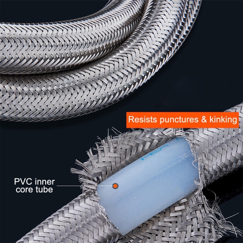 2-pack Stainless Steel Faucet Hose 1/2" IPS Brass Nut x 3/8" Female Fitting - 3 Ft