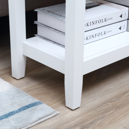 HOMCOM Flip Top End Table, Side Table with Storage Shelf and Cable Management, Narrow Nightstand for Small Spaces in Living Room, Bedroom, 23.8" x