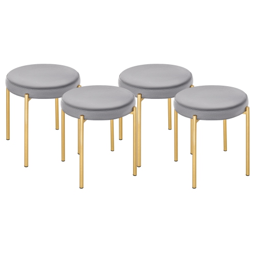 HOMCOM – Ensemble de 4 tabourets empilables modernes, chaises de salle à manger rondes sans dossier, chaises d’appoint rembourrées avec pattes en mét