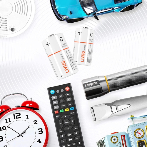 4 Pack Maximum Power C Alkaline Batteries with No Mercury or Cadmium Added for remotes, toys, flashlights, camping lights, stereos