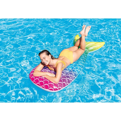 Intex - Inflatable Mermaid Tail Pool Mattress, 70'' x 28'', Multicolor