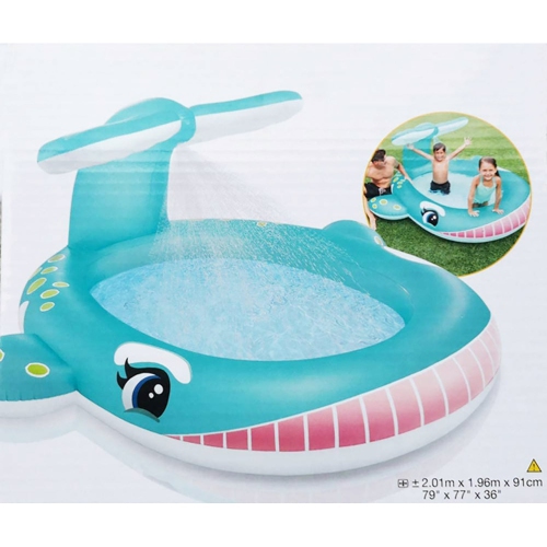 Intex - Whale Inflatable Pool, 79'' x 77'' x 36'', 53 Gallon Capacity, Blue