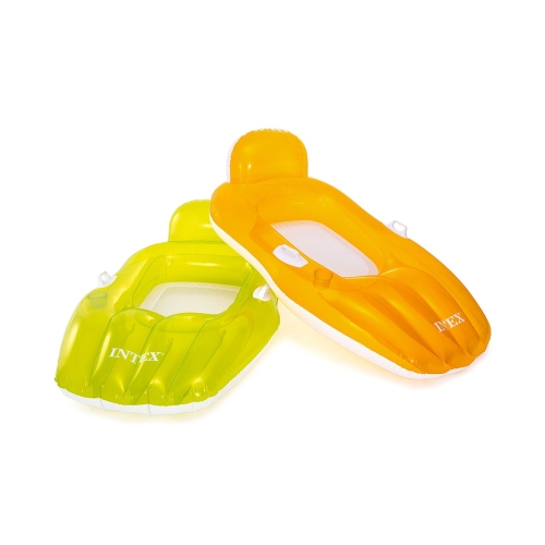 Intex - Inflatable Pool Chair, 64'' x 41'', Integrated Cup Holder, Green