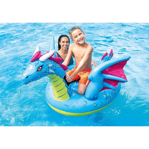 Intex - Dragon à Chevaucher Gonflable pour Piscine, 79'' x 75'', Bleu