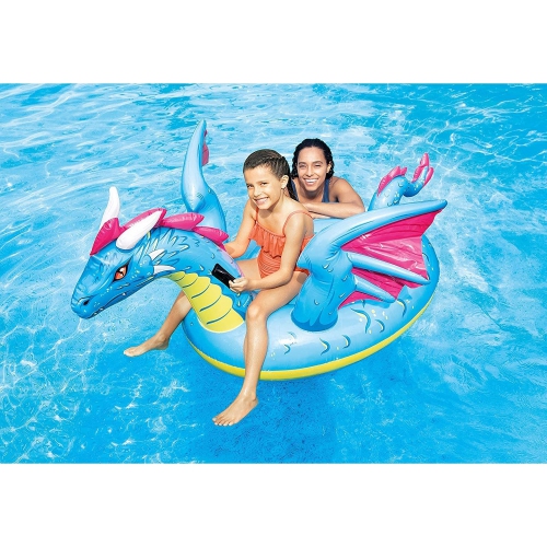 Intex - Dragon à Chevaucher Gonflable pour Piscine, 79'' x 75'', Bleu