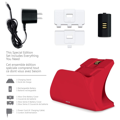 Controller Gear Pulse Red Universal Xbox Pro Charging Stand with 1100 Mah Rechargeable Battery, Charging Station for Xbox Series X|S and Xbox One