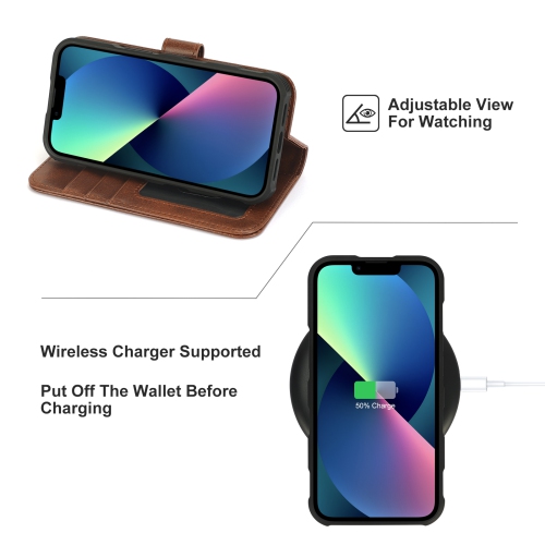 navor Detachable Magnetic Wallet Case with Wrist Strap Compatible with iPhone 13 Pro [6.1 inch] [Folio], RFID Protection Kickstand