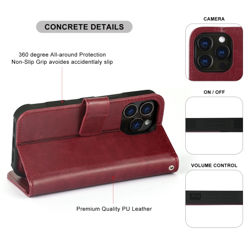 navor Detachable Magnetic Wallet Case with Wrist Strap Compatible with iPhone 13 Pro [6.1 inch] [Folio], RFID Protection Kickstand