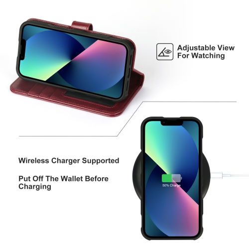 navor Detachable Magnetic Wallet Case with Wrist Strap Compatible with iPhone 13 Pro [6.1 inch] [Folio], RFID Protection Kickstand