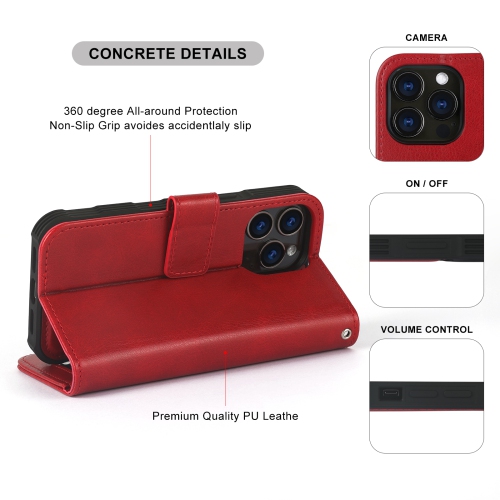 navor Detachable Magnetic Wallet Case with Wrist Strap Compatible with iPhone 13 Pro [6.1 inch] [Folio], RFID Protection Kickstand