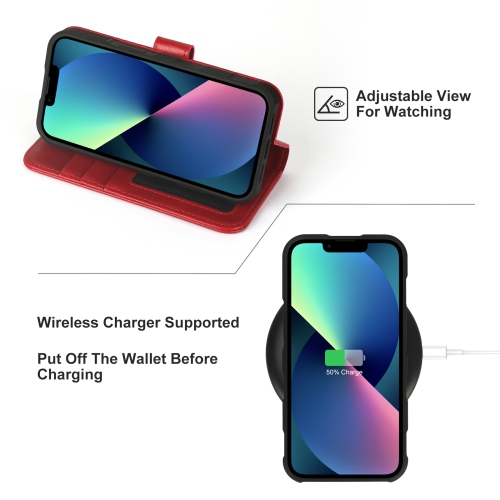 navor Detachable Magnetic Wallet Case with Wrist Strap Compatible with iPhone 13 Pro [6.1 inch] [Folio], RFID Protection Kickstand