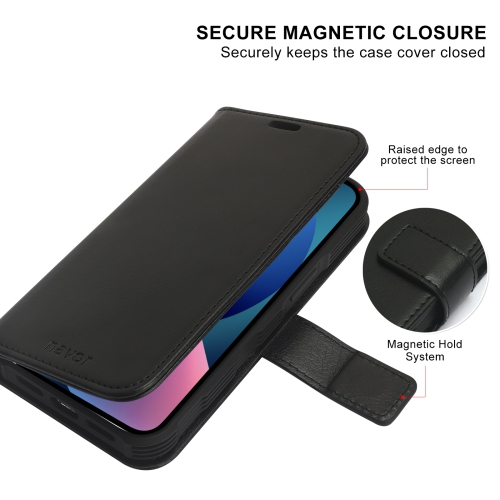 Navor – Étui-portefeuille magnétique amovible avec dragonne compatible avec iPhone 13 Pro [6.1 po] [folio], béquille RFID