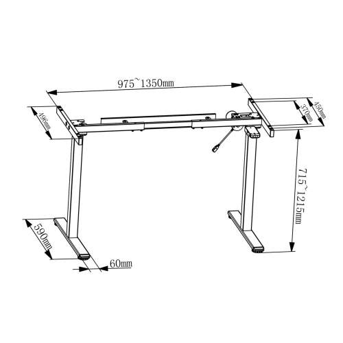 Electric Height Adjustable Standing Desk Frame, Ergonomic Sit Stand Up Desk for 39-63 inch TableTops