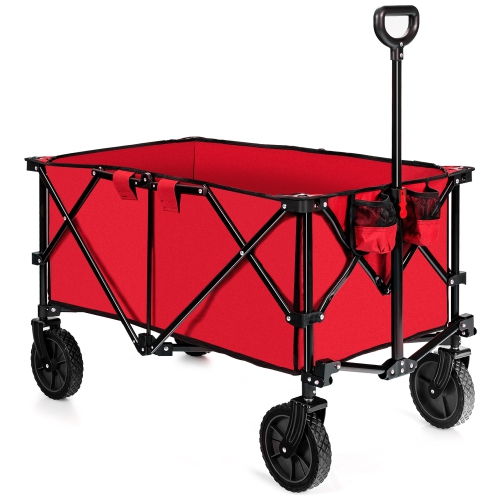 Chariot de camping utilitaire pliable avec roulettes et poignée réglable de Costway